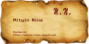 Mityin Nina névjegykártya